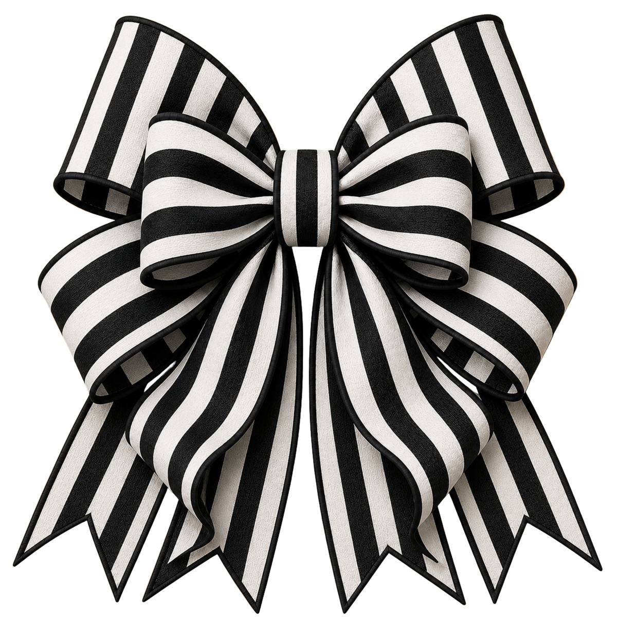 4 Inch Bow - Blk/White Striped - 6