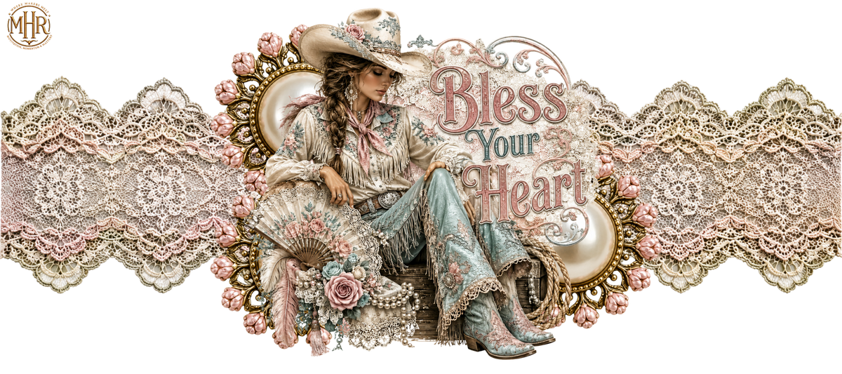 16 OZ Wrap - Bless Your Heart Lace Band