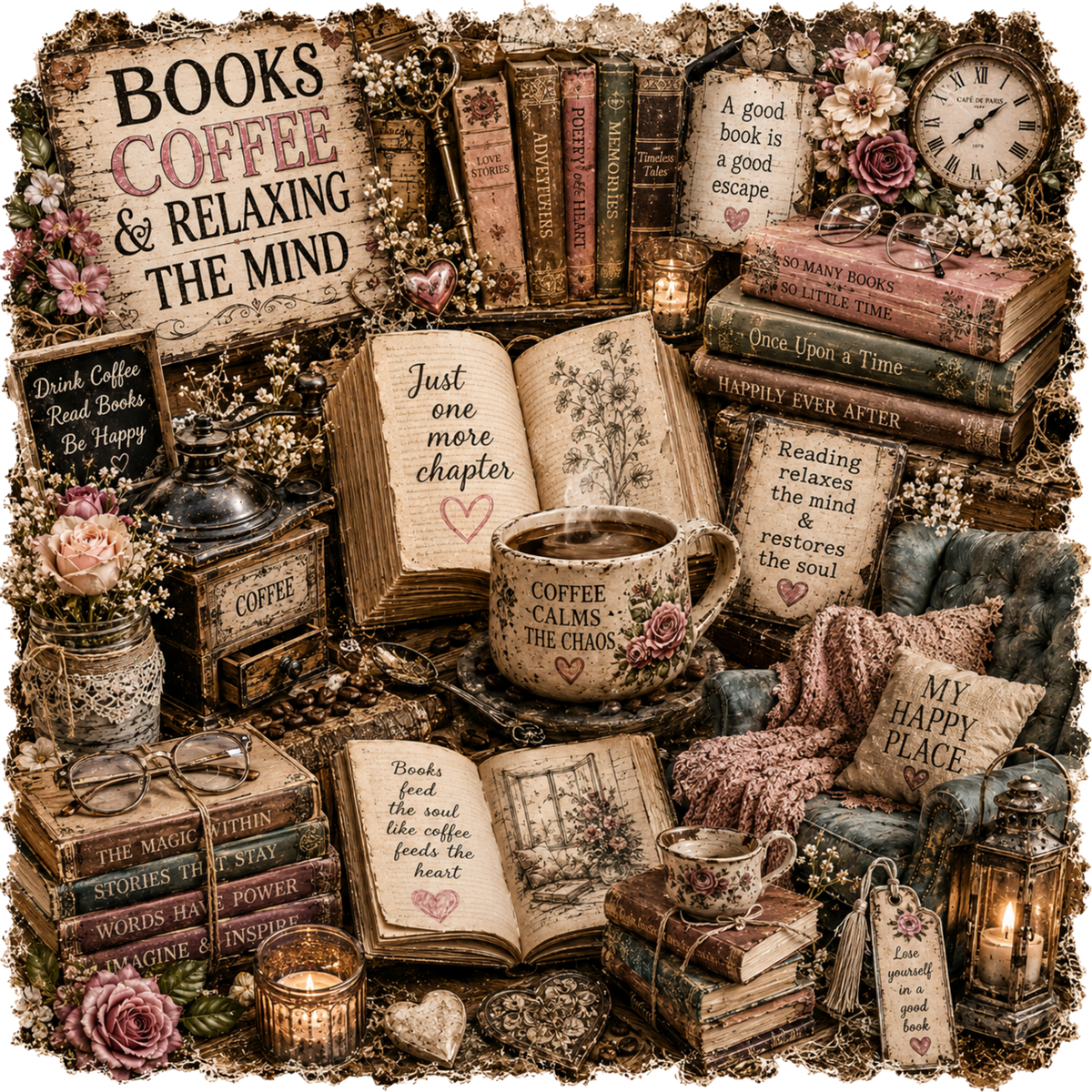 4 Inch - Books & Coffee
