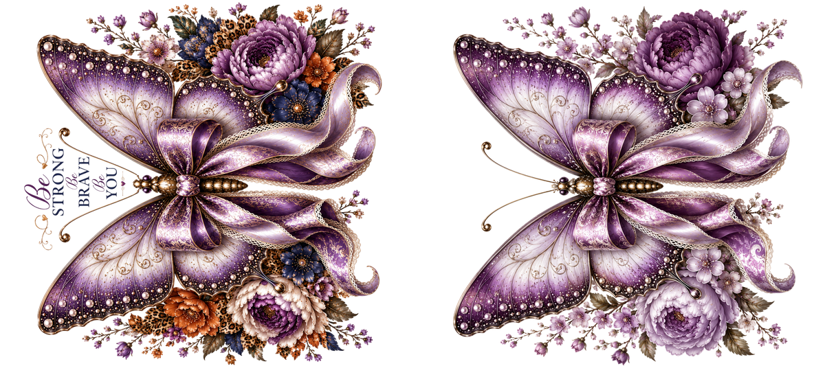 16 OZ Duo - Butterflies Eggplant/Lilac