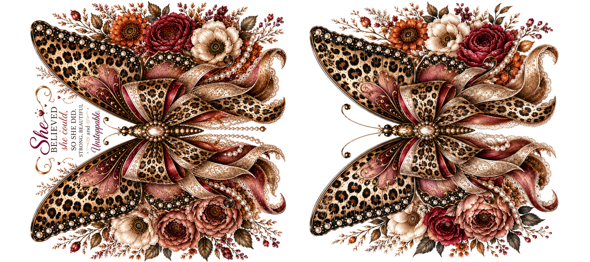 16 OZ Duo - Leopard Butterfly Ivory/Wine/Sunflower
