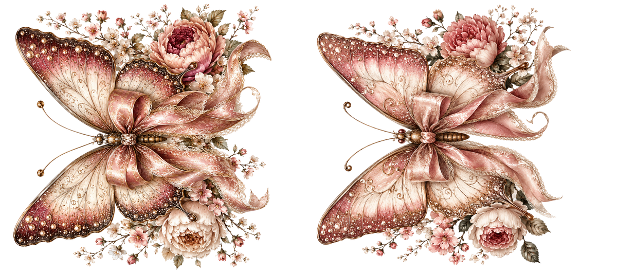 16 OZ Duo - Butterflies Light Pink/Dusty Rose
