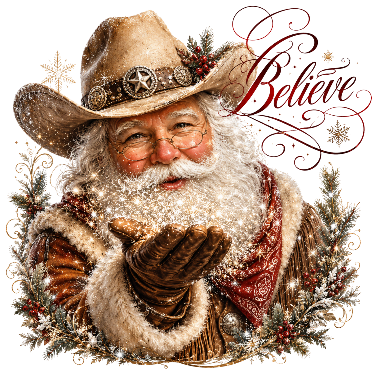 4 Inch - Cowboy Santa Believe - 3