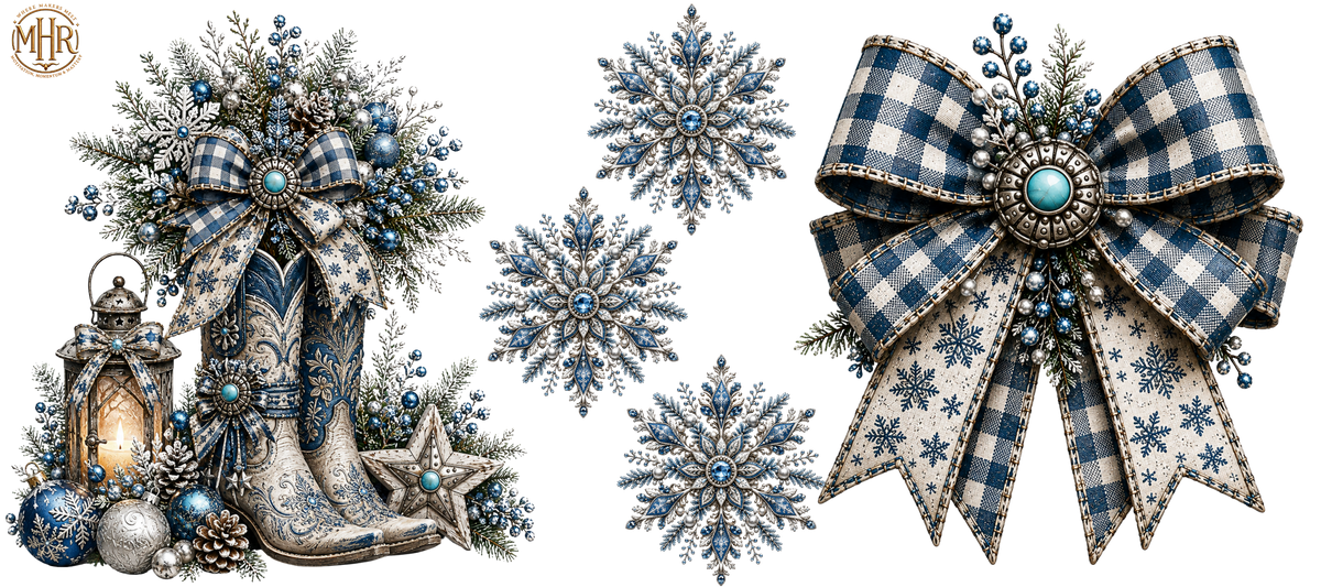 16 OZ Duo - Denim/Silver Boots Flakes and Bow - 6