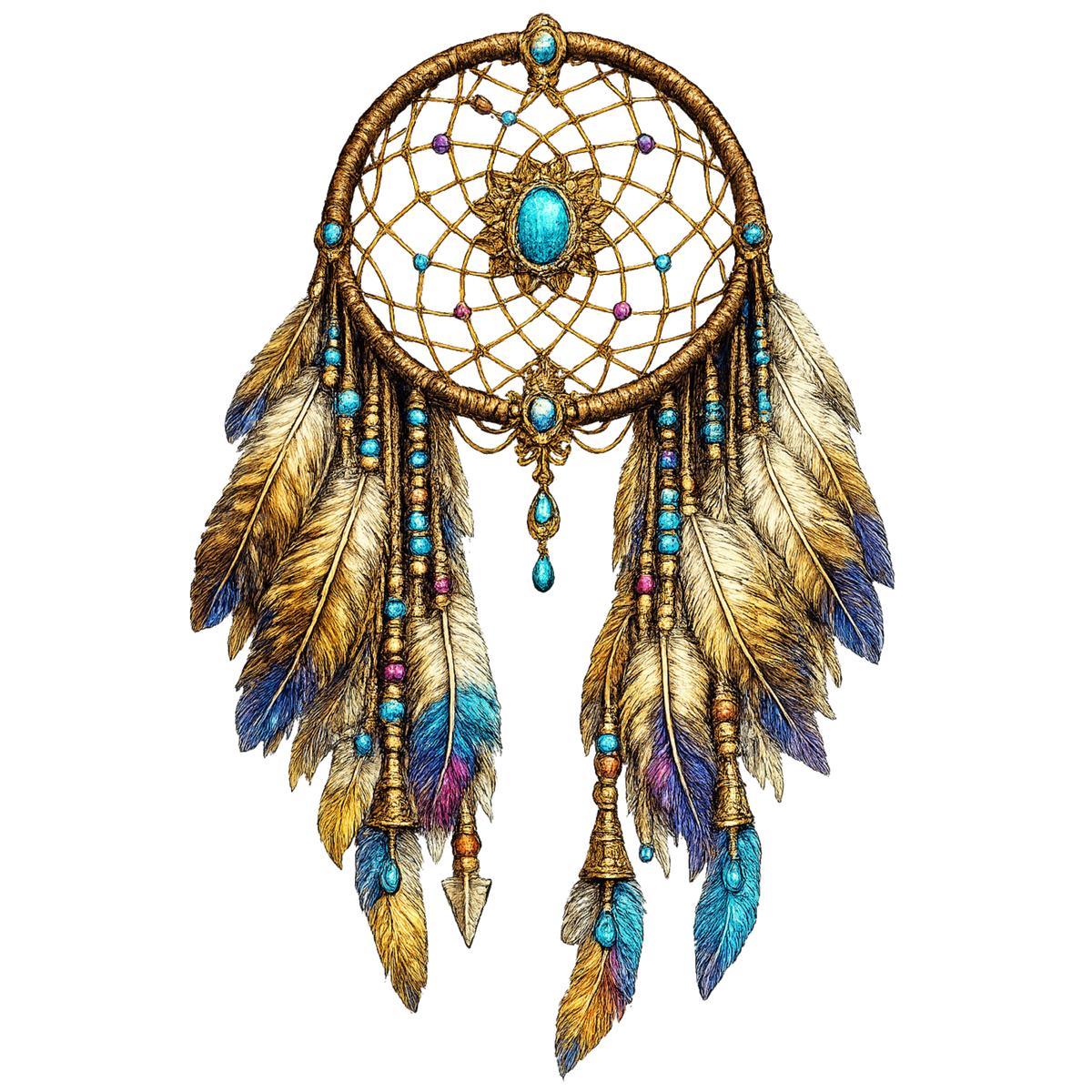 5" Decal - Dreamcatcher with Purple Tip Feathers
