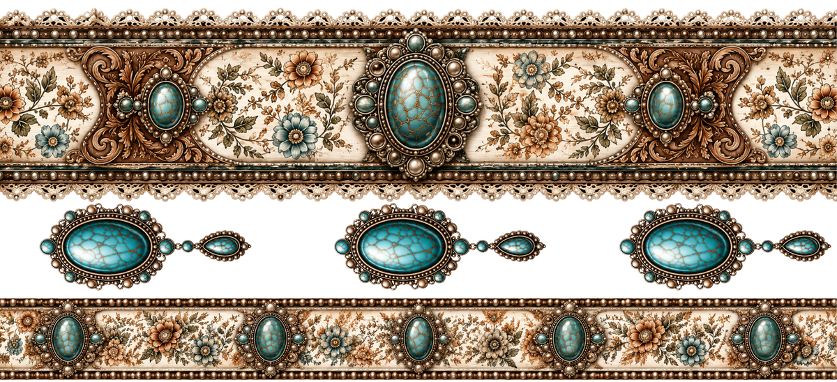 40 OZ - Floral Tooled Belts w/ Stones - 6