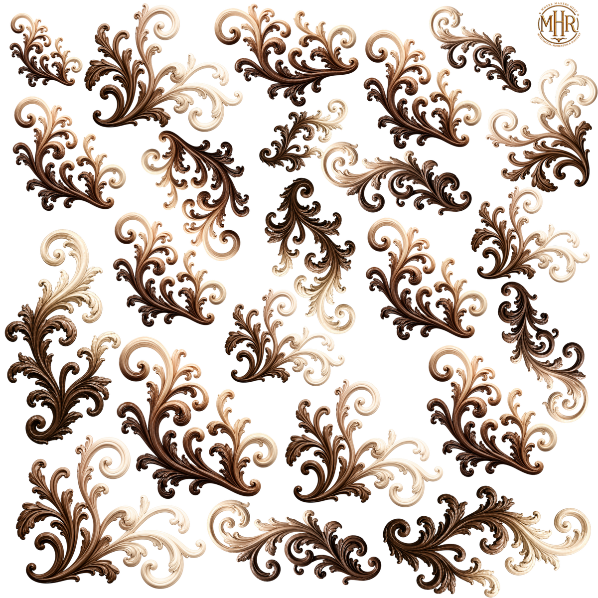 Element - Chocolate to Ivory Ombré Filigree - 9