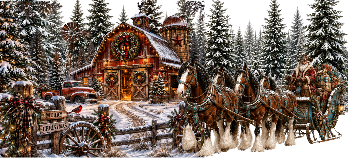 40 OZ Wrap - Barn Scene with Sleigh - 7