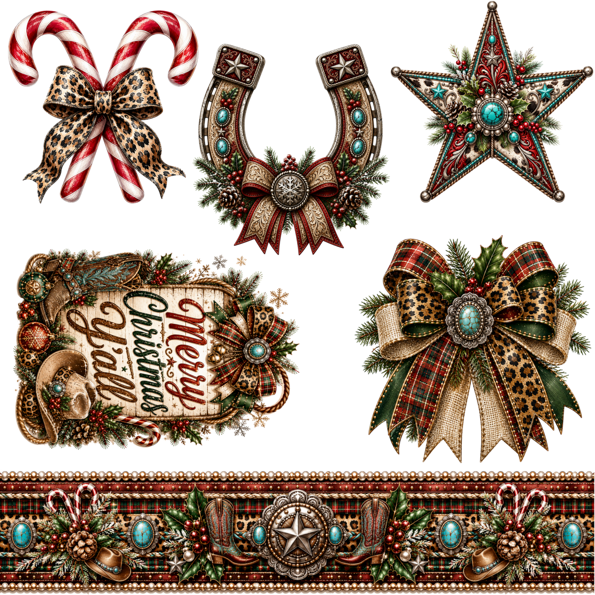 Element - Merry Christmas Y’all Horseshoe Star - 17