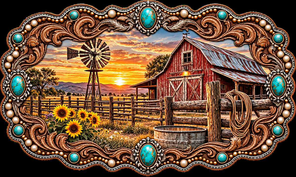 Western Barn Sunset – Trucker Hat DTF