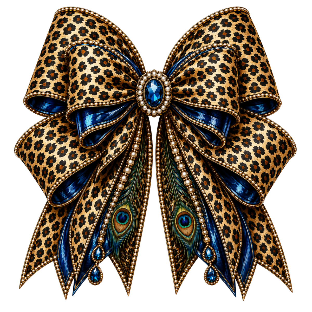 4 Inch Bow - Leopard Peacock 2 - 36