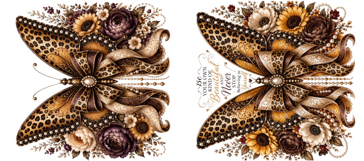 16 OZ Duo - Leopard Butterflies - Mustard
