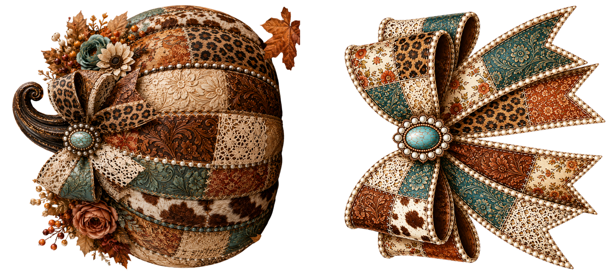 16 Oz Duo - Patchwork Pumpkin/Bow - 37