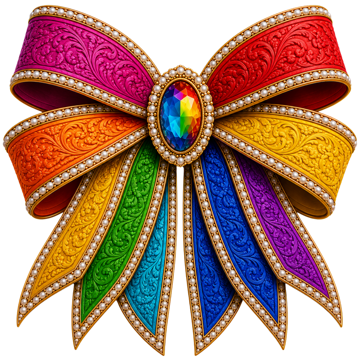 4” Bow - Rainbow Colors Tooled Bow