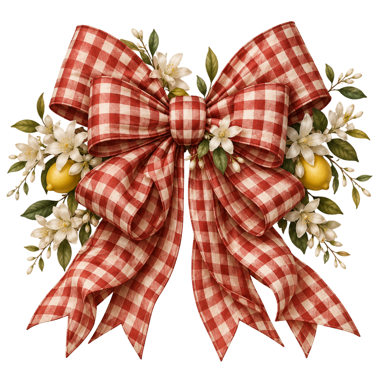 4 Inch Bow - Red Gingham Floral - 54