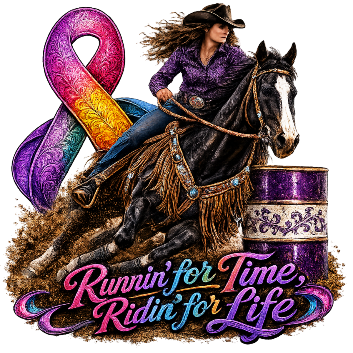 4 Inch - Runnin’ for Time Cancer Awareness Barrel Racing - 47