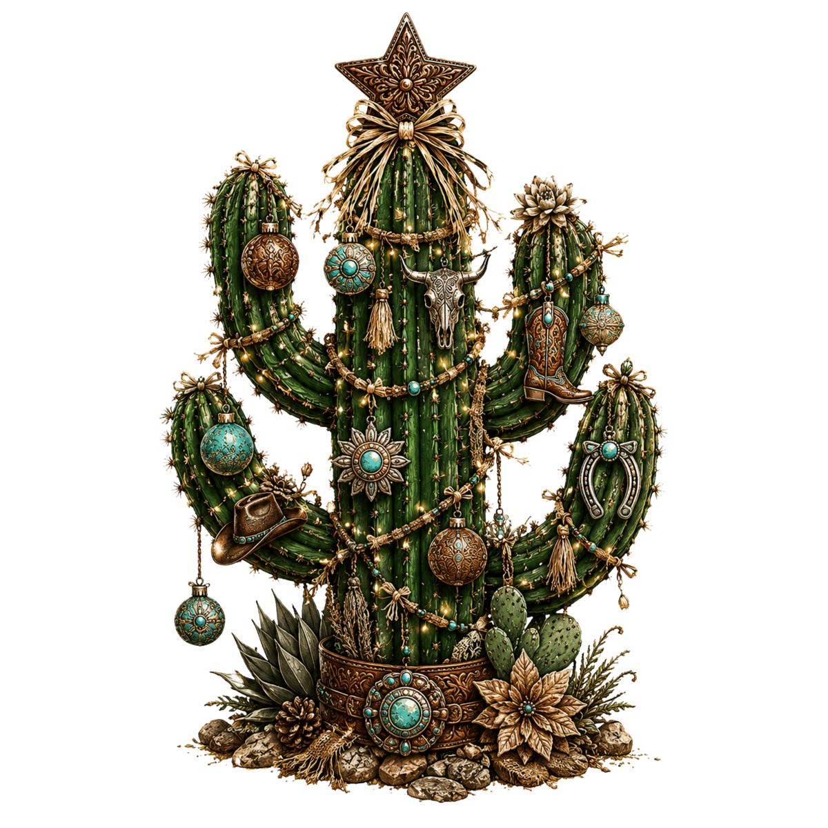 4 Inch Decal - Tooled Christmas Cactus -8