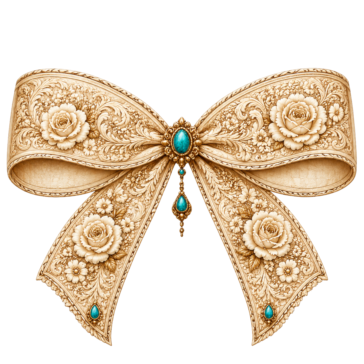 4 Inch Bow - Cream Tooled - 73