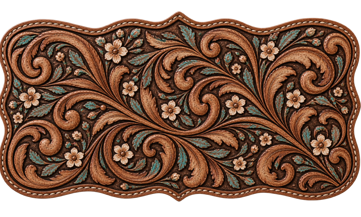 Tooled Leather Tiny Floral – Trucker Hat DTF