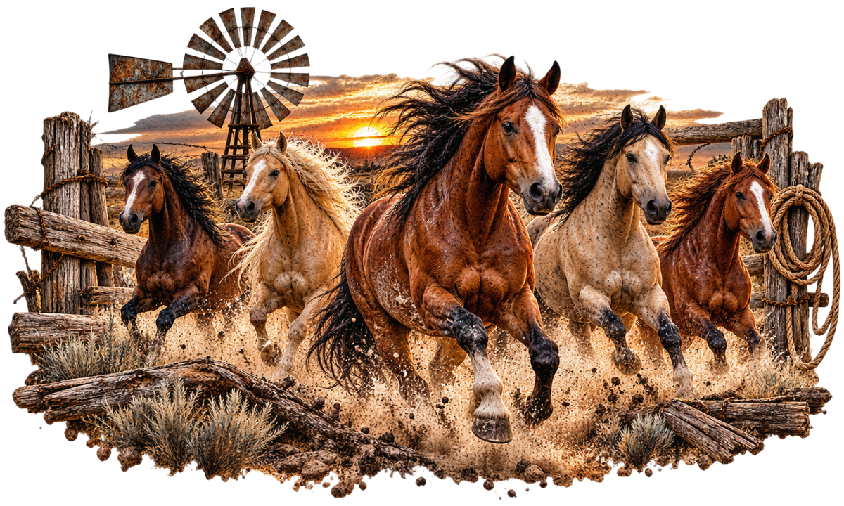 Horses Running Scene – Trucker Hat DTF