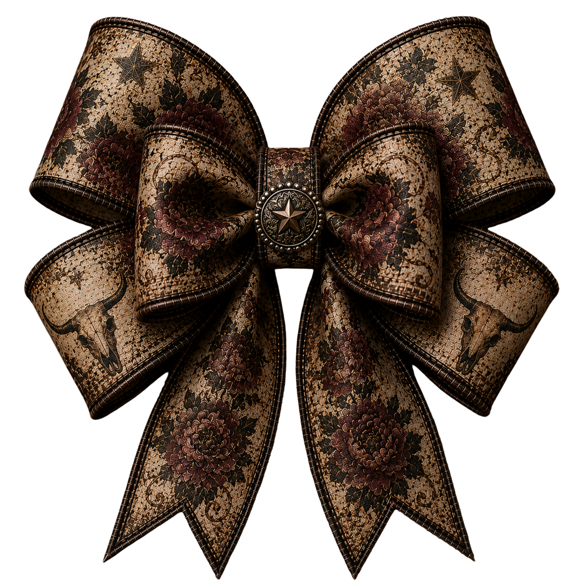 4 Inch Bow - Wine Western Floral - 82