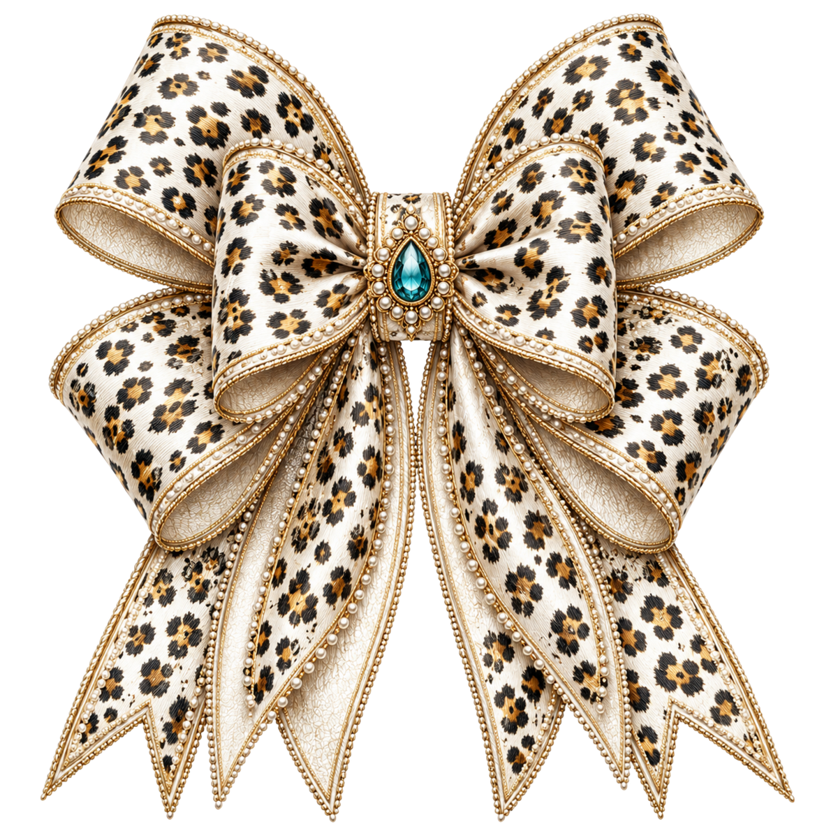 4 Inch Bow - White Leopard - 83