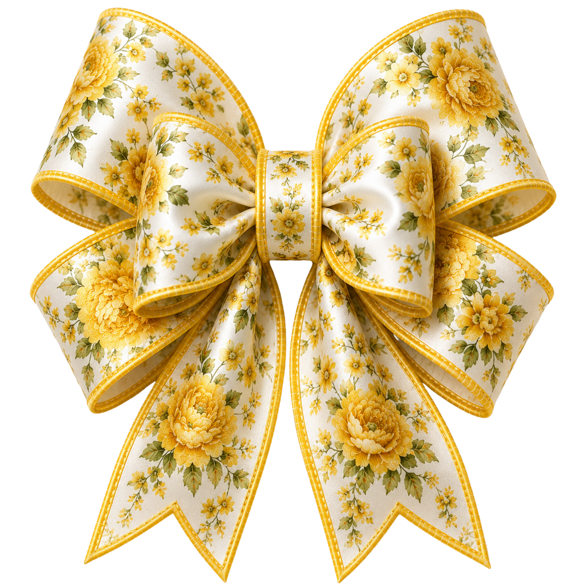 4 Inch Bows - Yellow Floral - 85