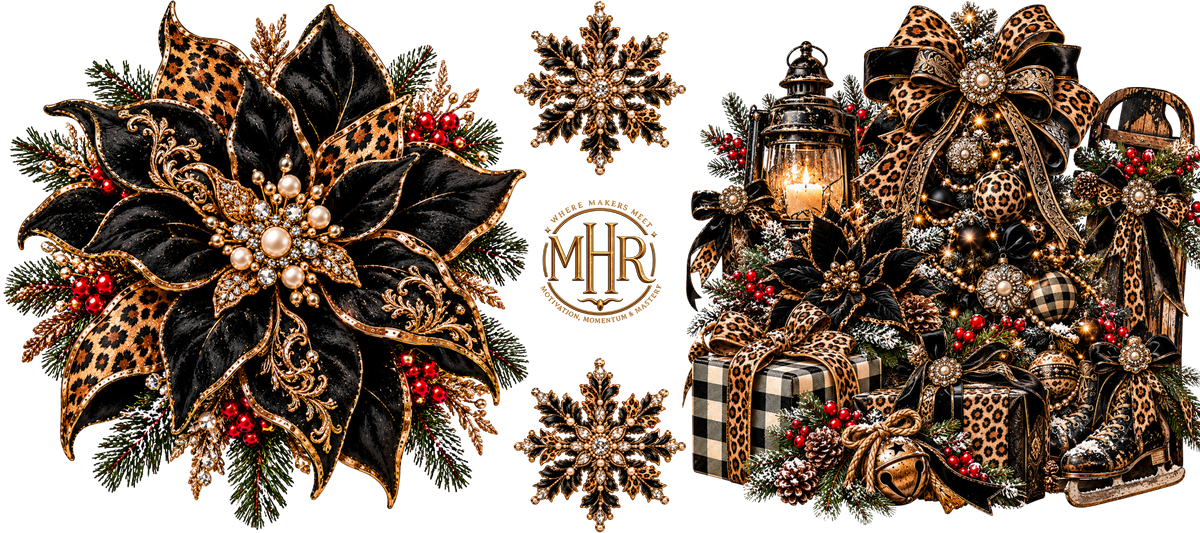 16 OZ Duo - Black & Leopard Christmas