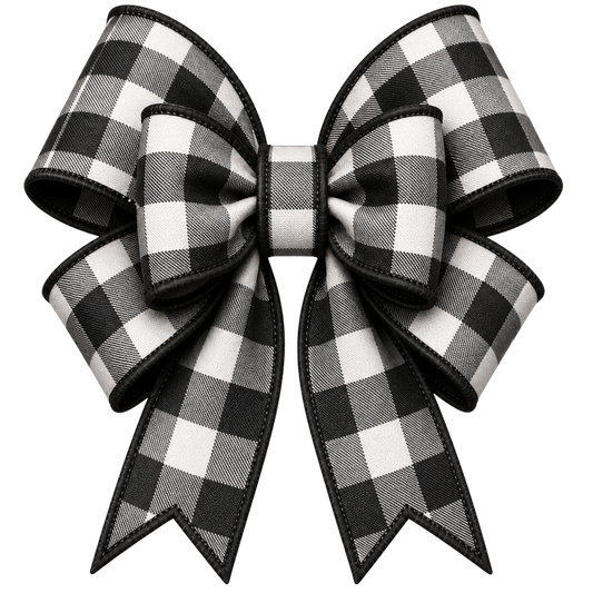 4” Bow - Black and White Buffalo Plaid - 30