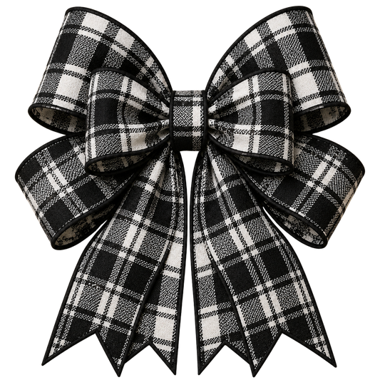 4 Inch Bow - Blk/White Plaid - 5