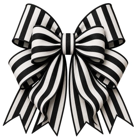 4 Inch Bow - Blk/White Striped - 6