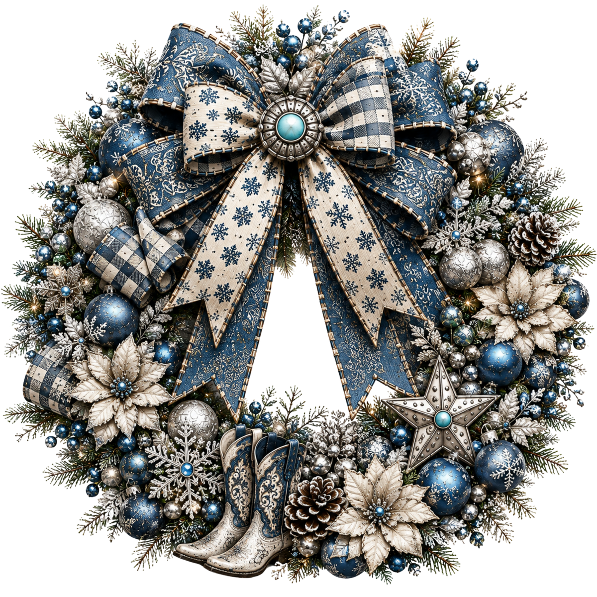 4 Inch - Blue/Silver Wreath - 1