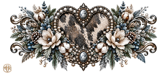 16 Oz - Brindle Heart w/ Floral
