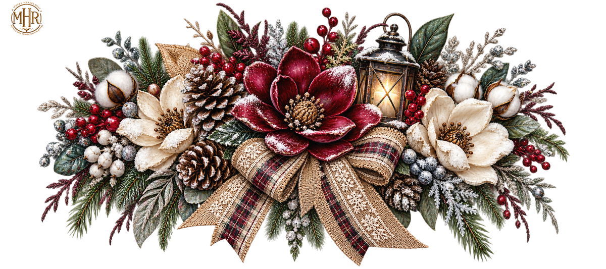 16 Oz - Cranberry Floral Winter
