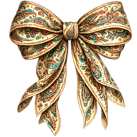 4 Inch Bow - Cream Paisley - 21