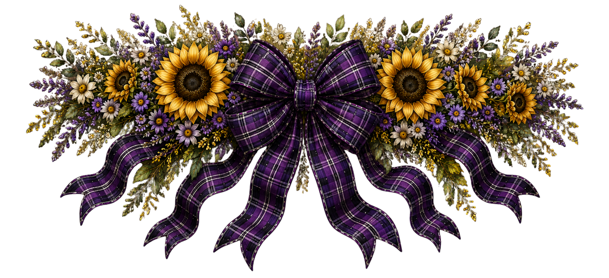 40 OZ Wrap - Purple Plaid/Sunflower - 6