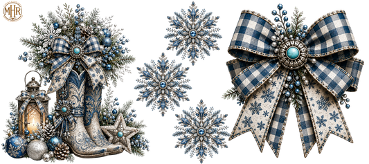 16 OZ Duo - Denim/Silver Boots Flakes and Bow - 6