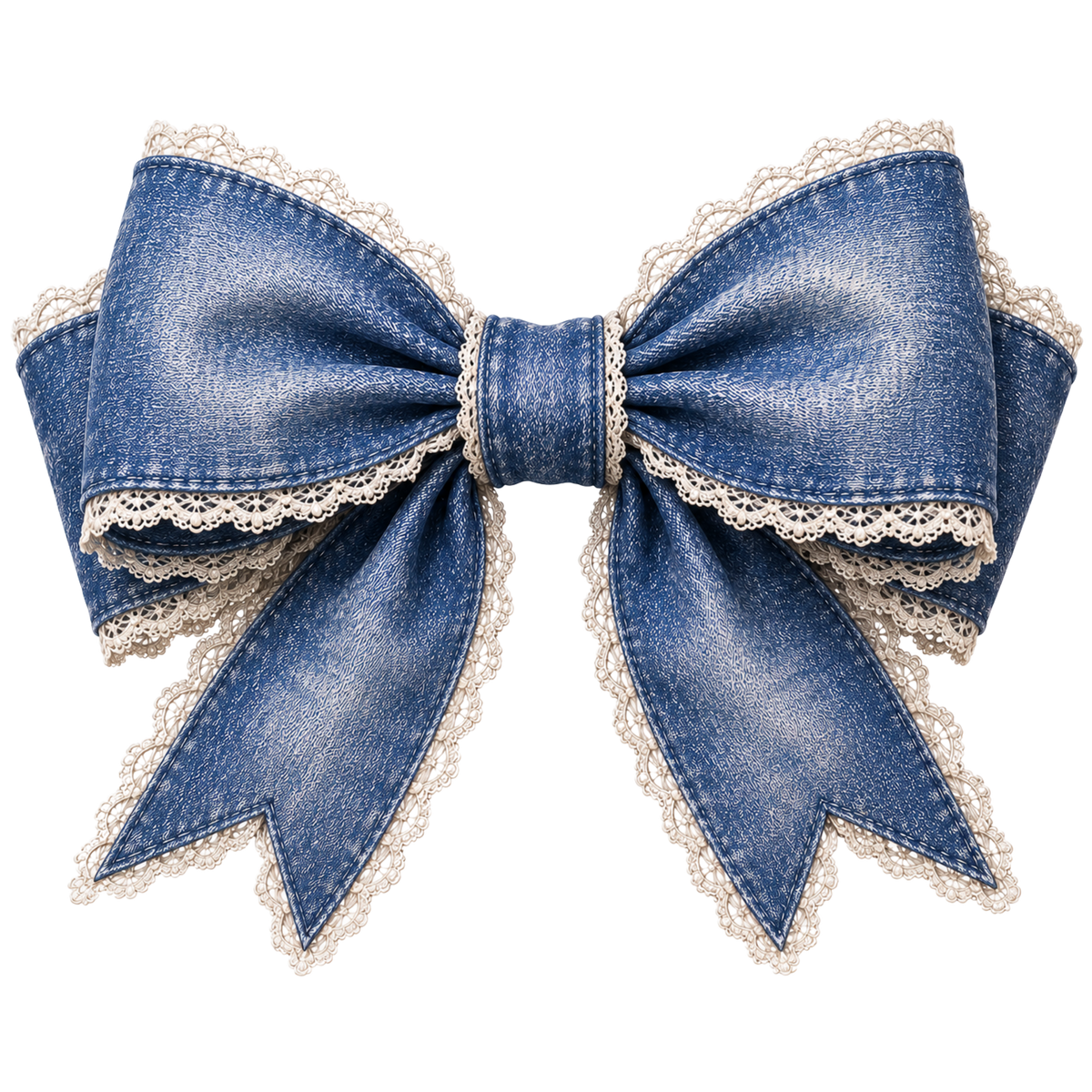 4 Inch Bow - Distressed Denim -22