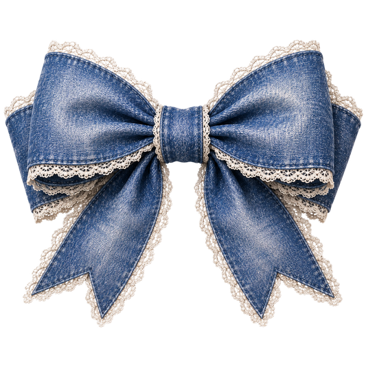 4 Inch Bow - Distressed Denim -22