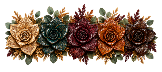 16 OZ - Tooled Fall Flowers - 2