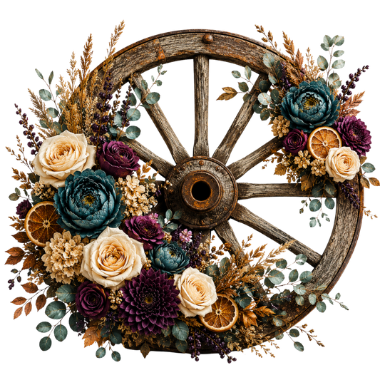4 Inch - Wagon Wheel w/ Floral - 5