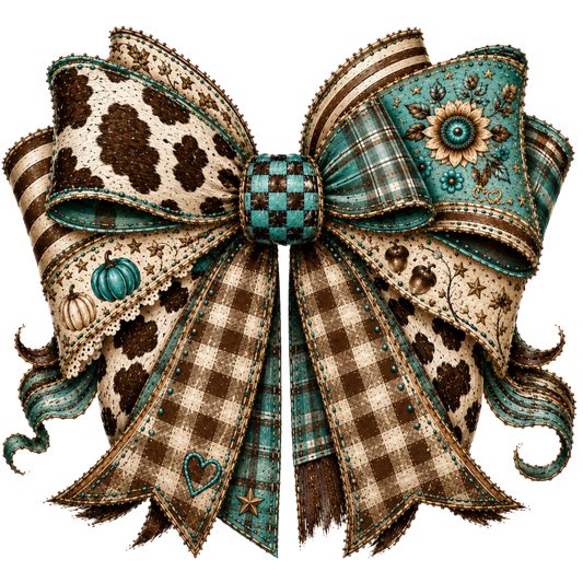 4” Bow - Brown Checkered, Plaid, Cowhide - 25