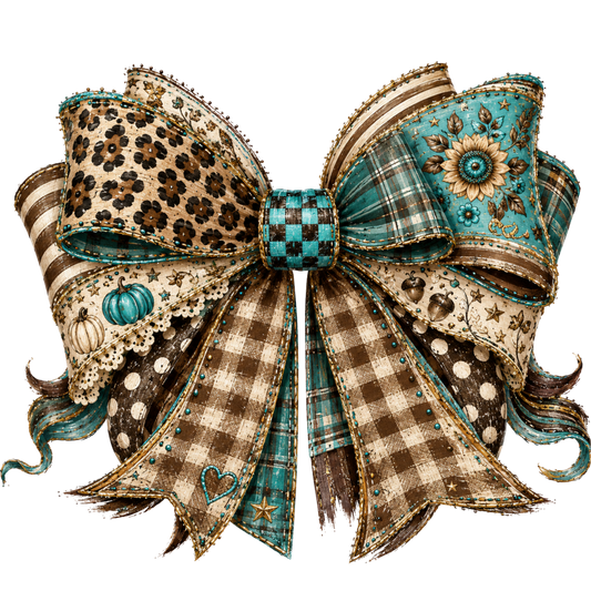 4” Bow - Turq, Plaid, Leopard, Polka Dot - 27