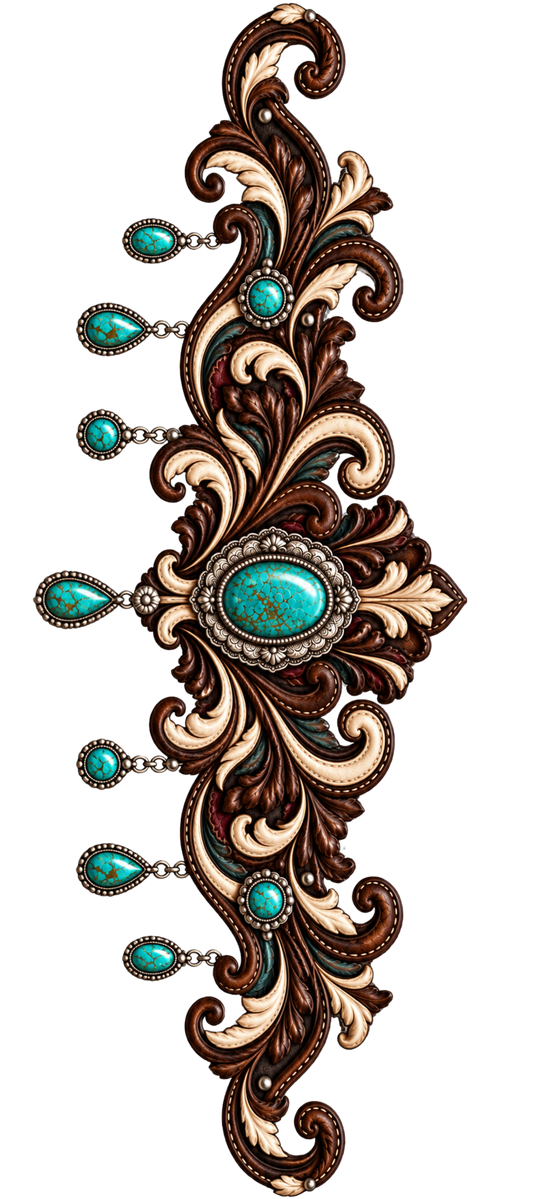 40 OZ - Filigree with Turquoise Dangles