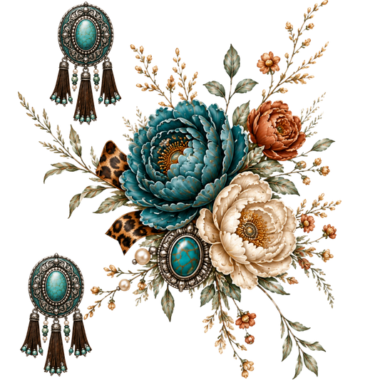 5 Inch Decal - Floral with Cabachons