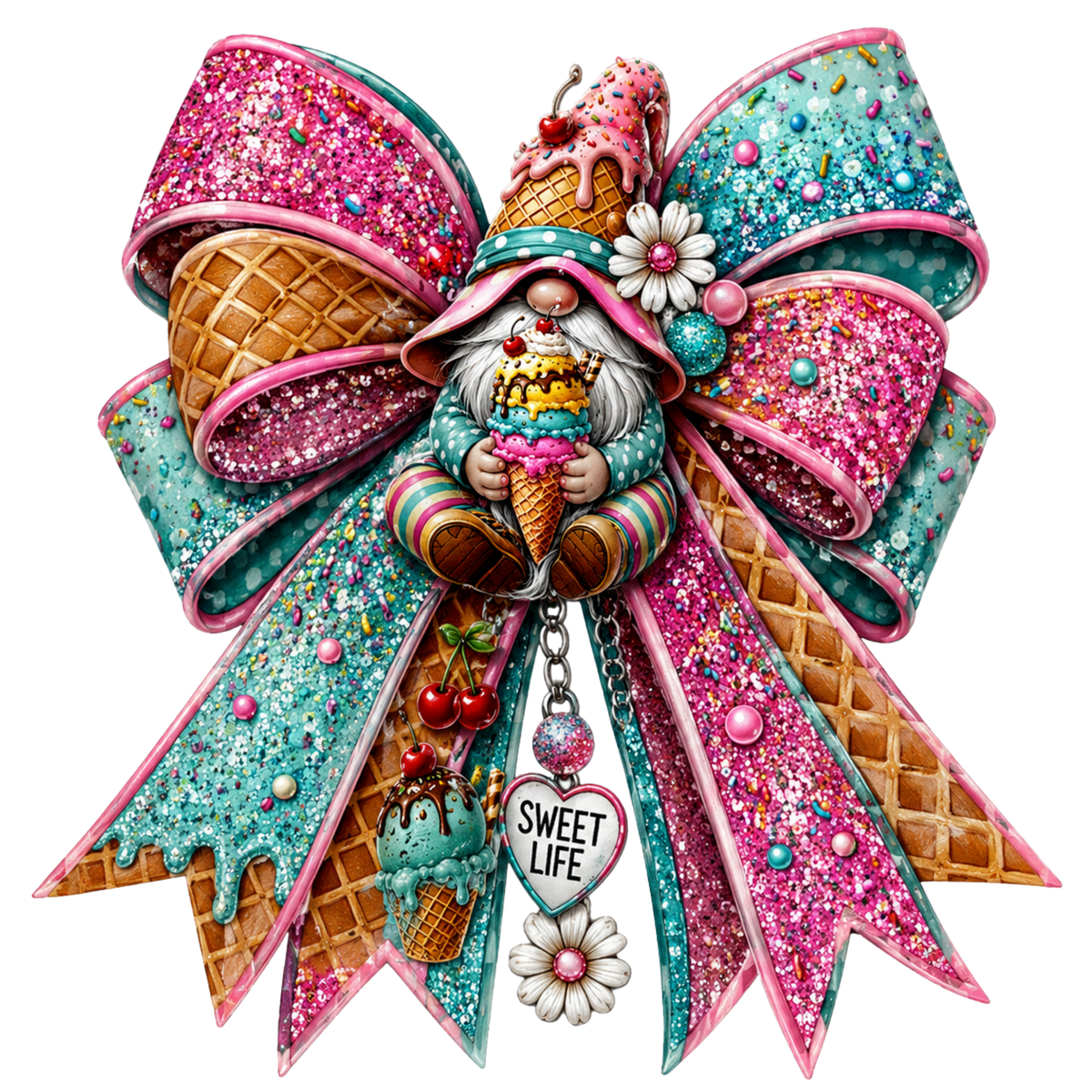 4 Inch Bow - Gnome Ice Cream -28