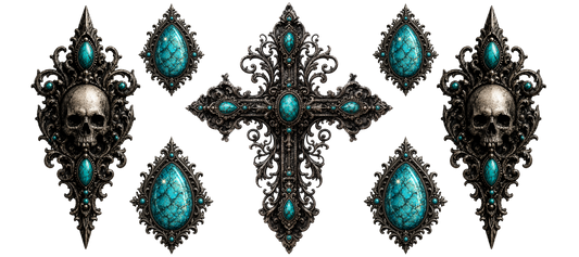 16 Oz Wrap- Grunge/Goth Cross & Skulls w/ Turquoise