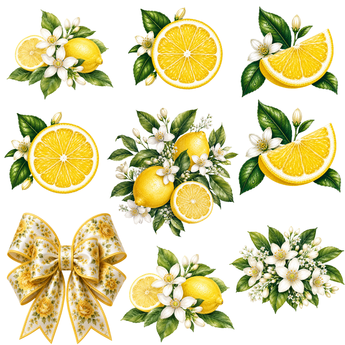 Element Sheet - Lemon Floral w/ Bow - 22