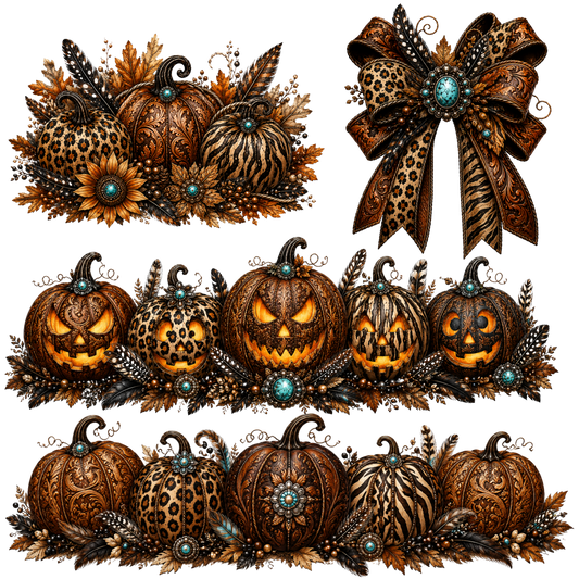 Element Sheet - Tooled Pumpkins & Bow - 13