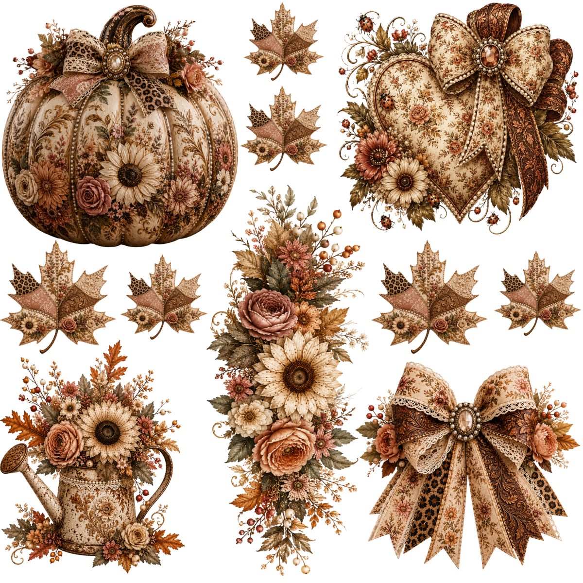 Element Sheet - Fall Floral/Pumpkin/Heart/Leaves - 22